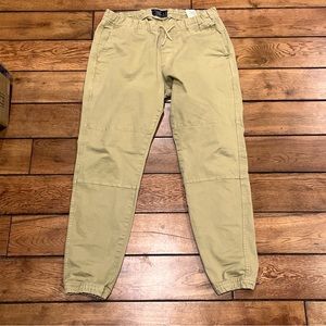 Abercrombie & Fitch Pants Mens Large Jogger Pull On Tan Khaki Pockets Streetwear